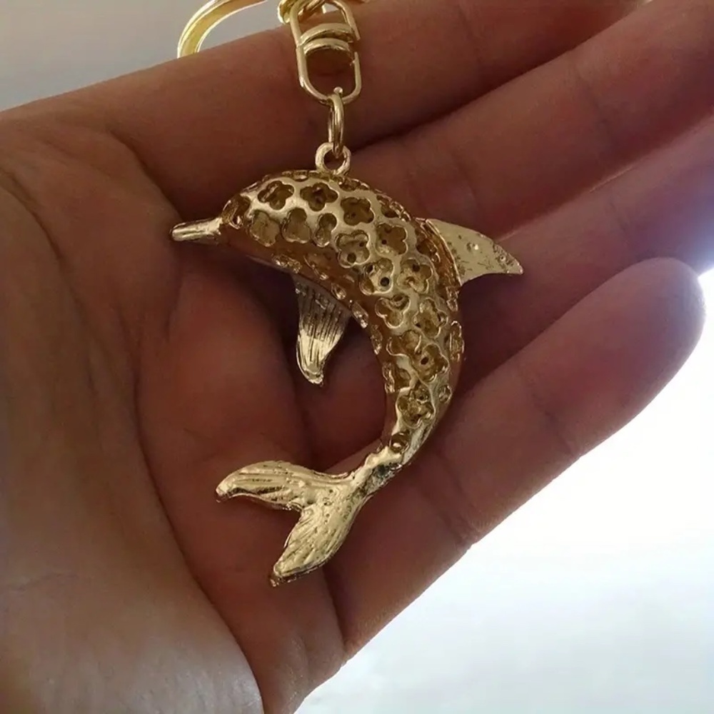 Rhinestone Dolphin Keychain - Picture 5 of 6